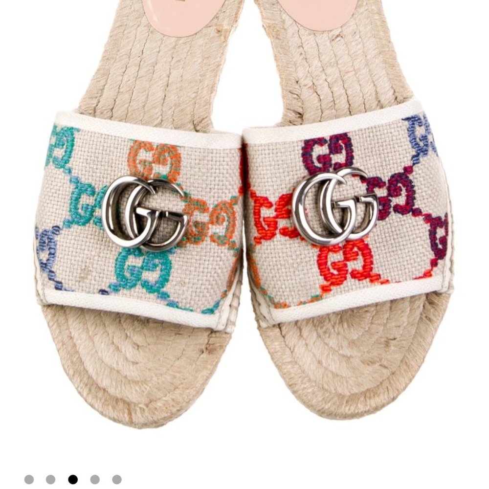 Gucci Running GG Logo Espadrille Sandals Sz 7 - Picture 2 of 4